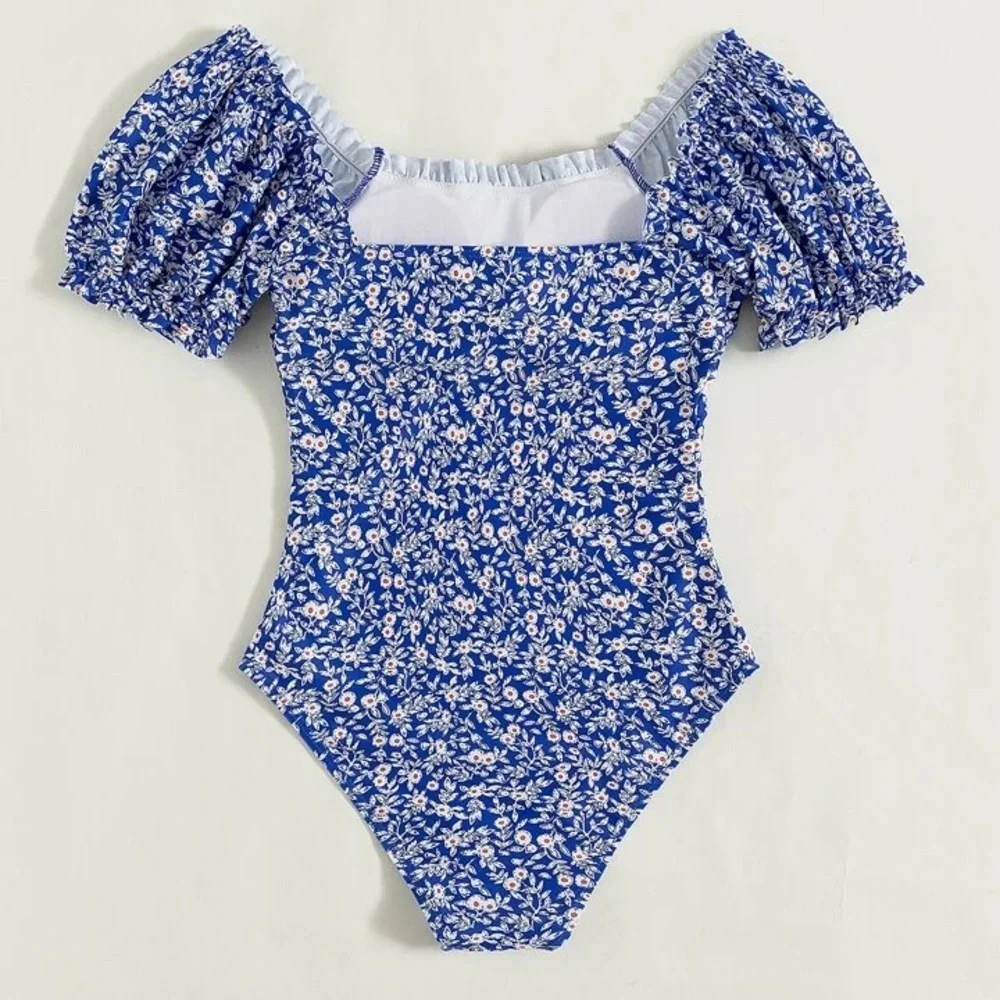 Ditsy Floral Print Ruched Bust One Piece Swimsuit